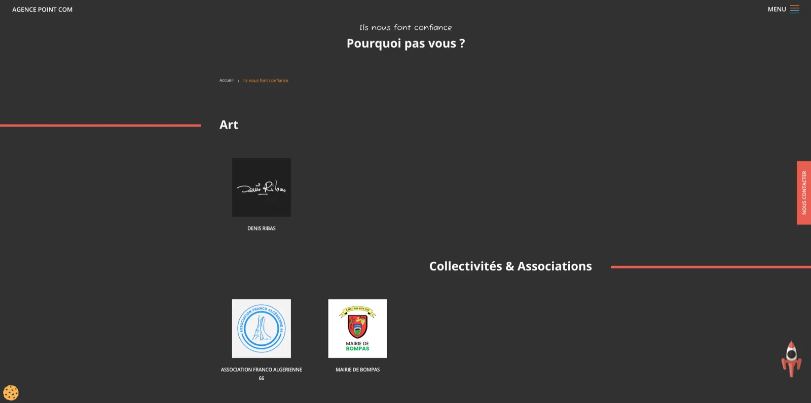 Capture du projet Agence Point Com : clients