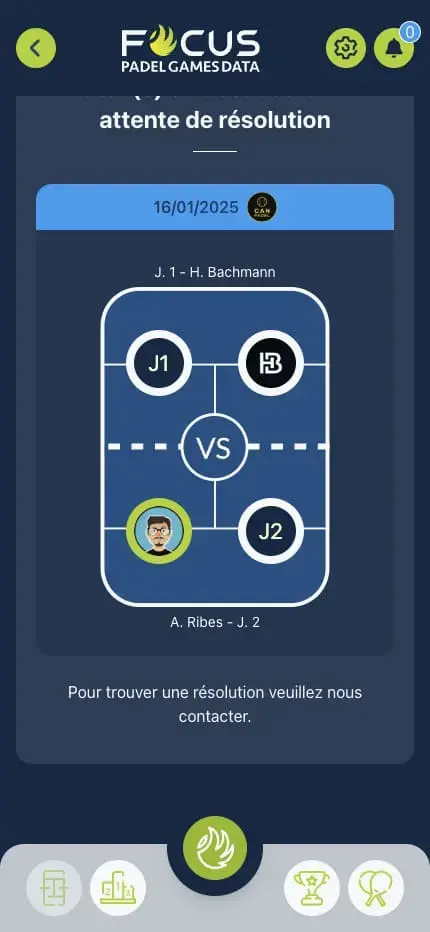 Capture du projet Focus Padel : accueil