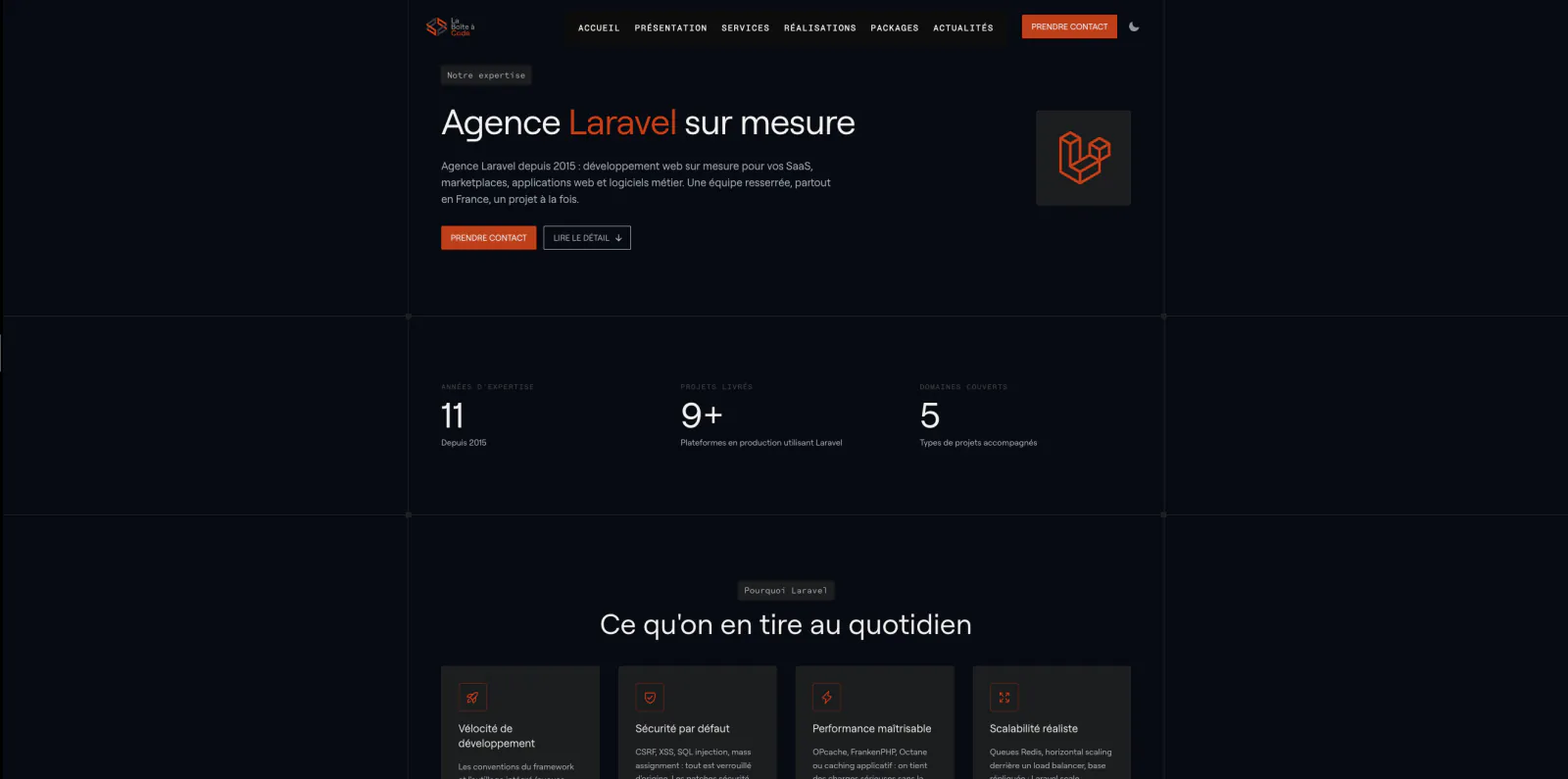 Capture du projet La Boîte à Code : laboiteacode laravel