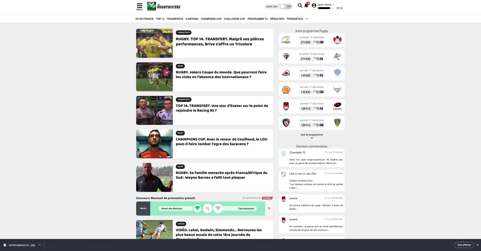 Capture du projet Le Rugbynistère v2 : capture 1