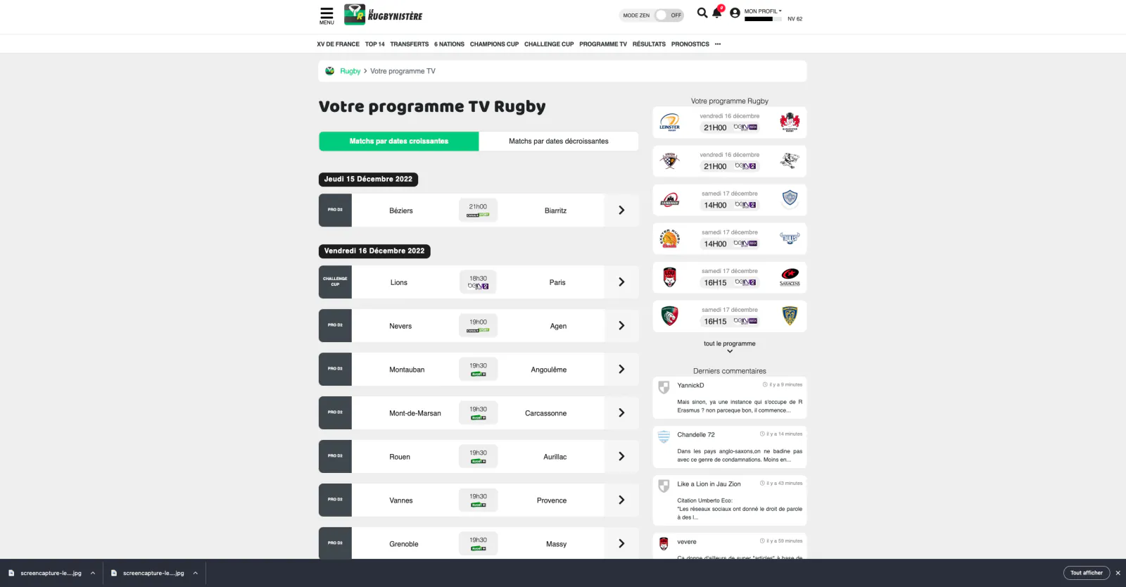 Capture du projet Le Rugbynistère v2 : capture 3