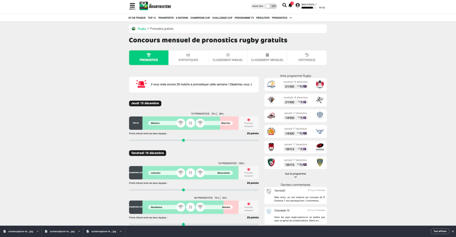 Capture du projet Le Rugbynistère v2 : capture 4