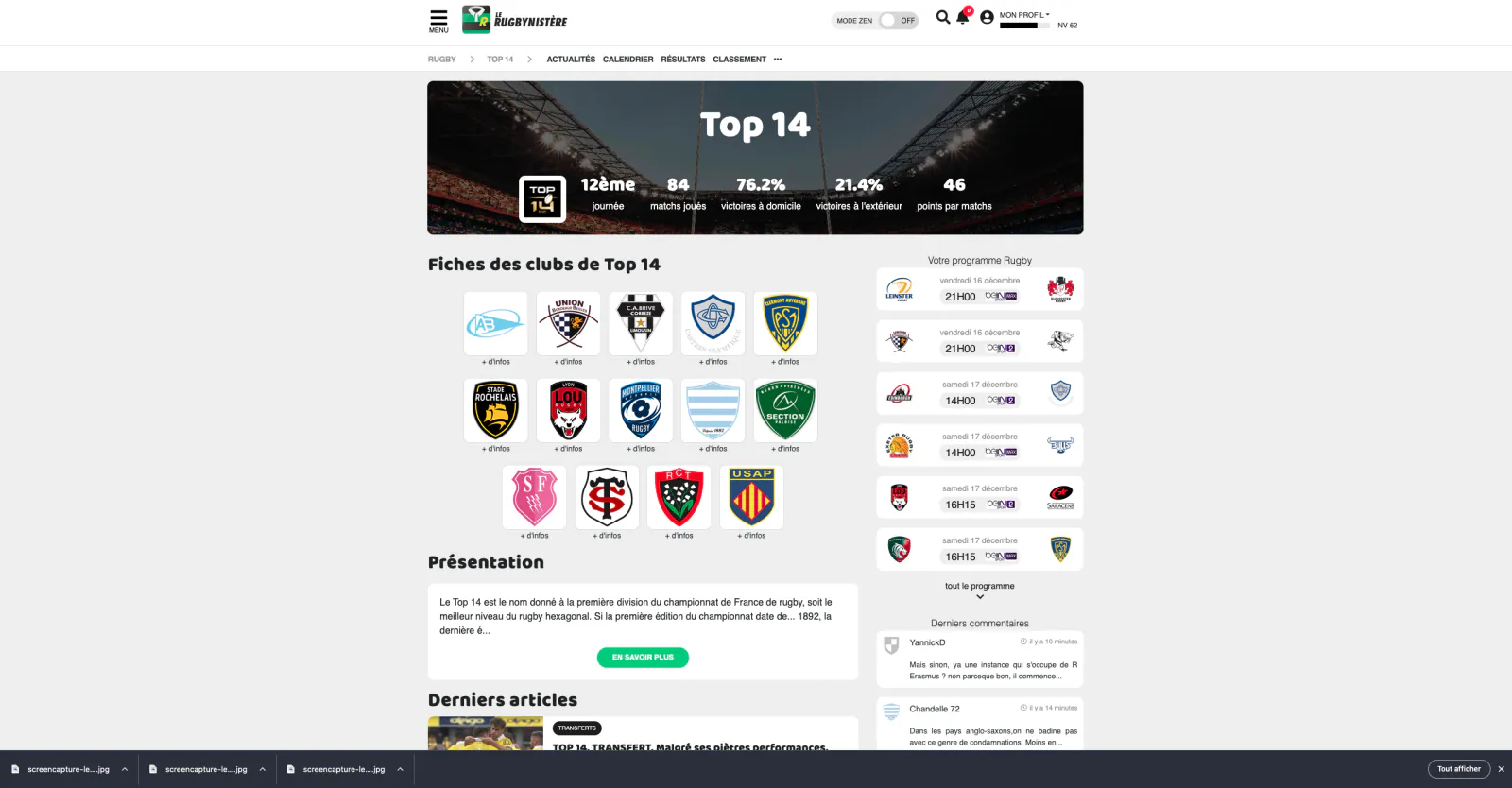 Capture du projet Le Rugbynistère v2 : capture 5