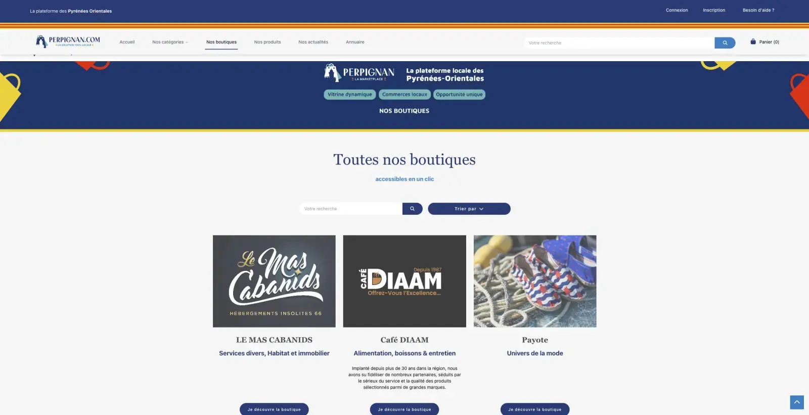 Capture du projet Perpignan Marketplace : boutiques