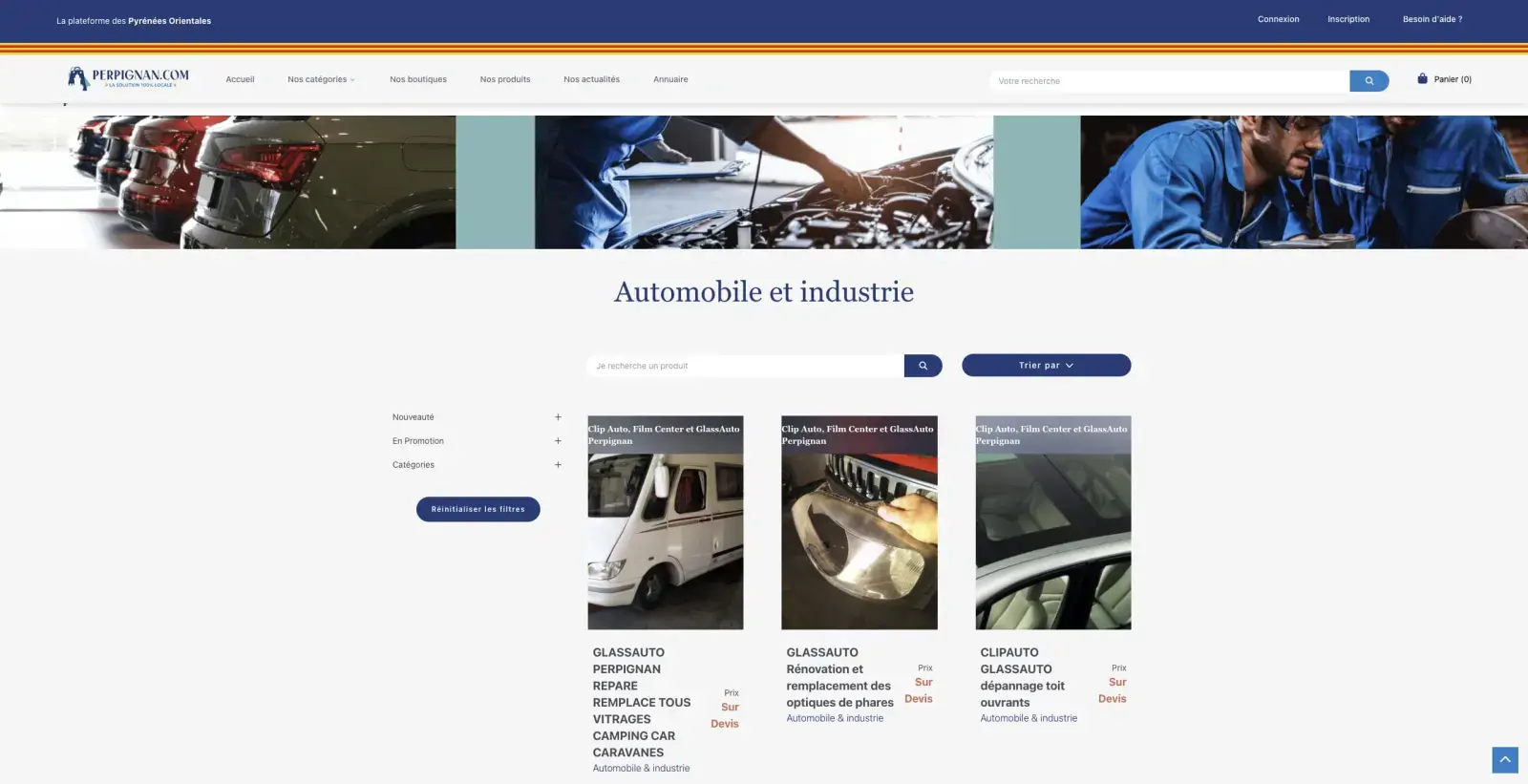 Capture du projet Perpignan Marketplace : categorie