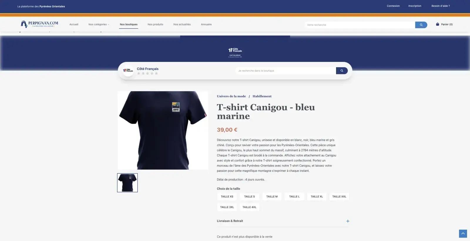 Capture du projet Perpignan Marketplace : produit