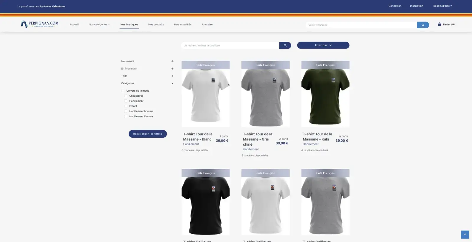 Capture du projet Perpignan Marketplace : produits