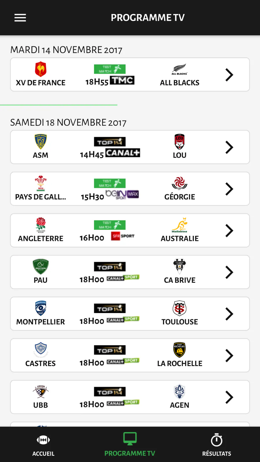Capture du projet Le Rugbynistère App : rugbynistere app v1 2