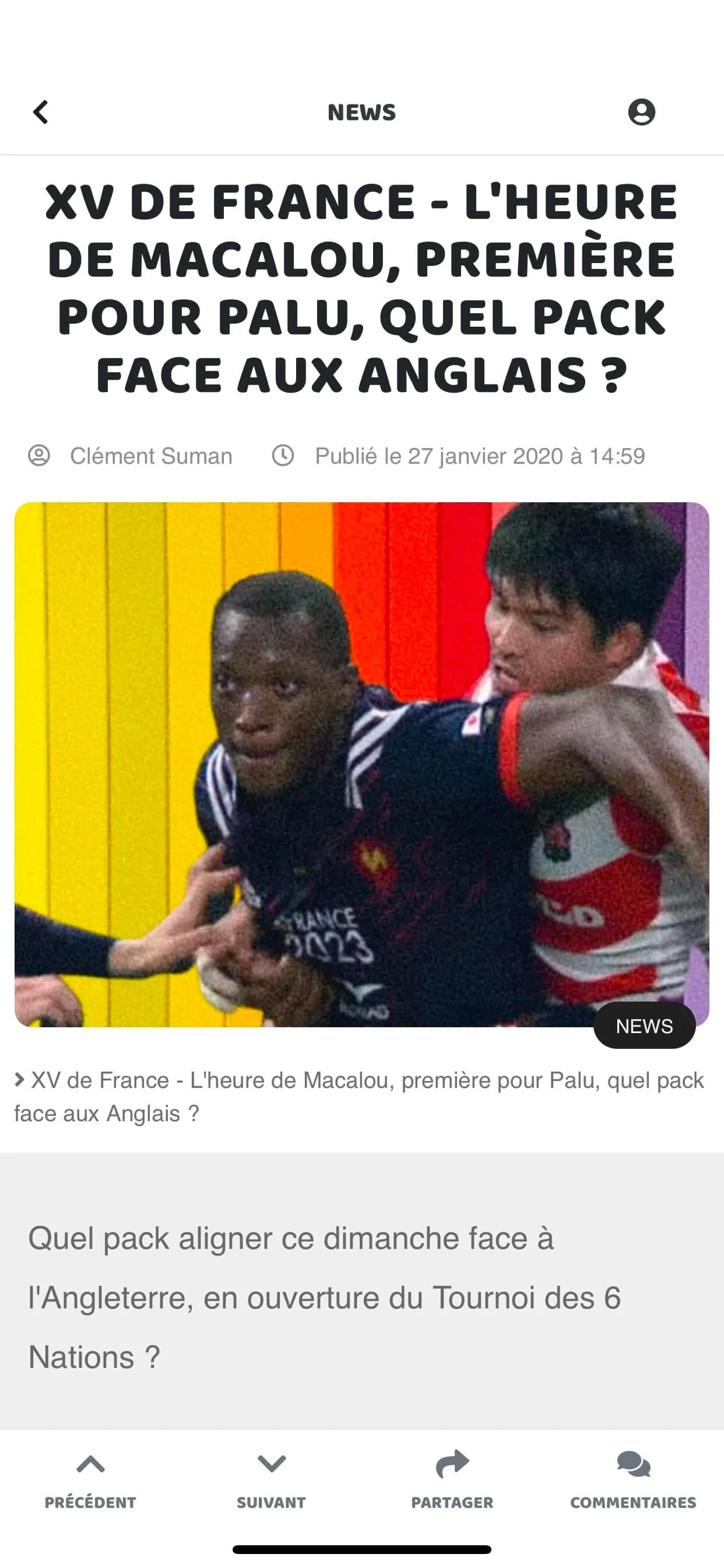 Capture du projet Le Rugbynistère App v2 : rugbynistere app v2 2