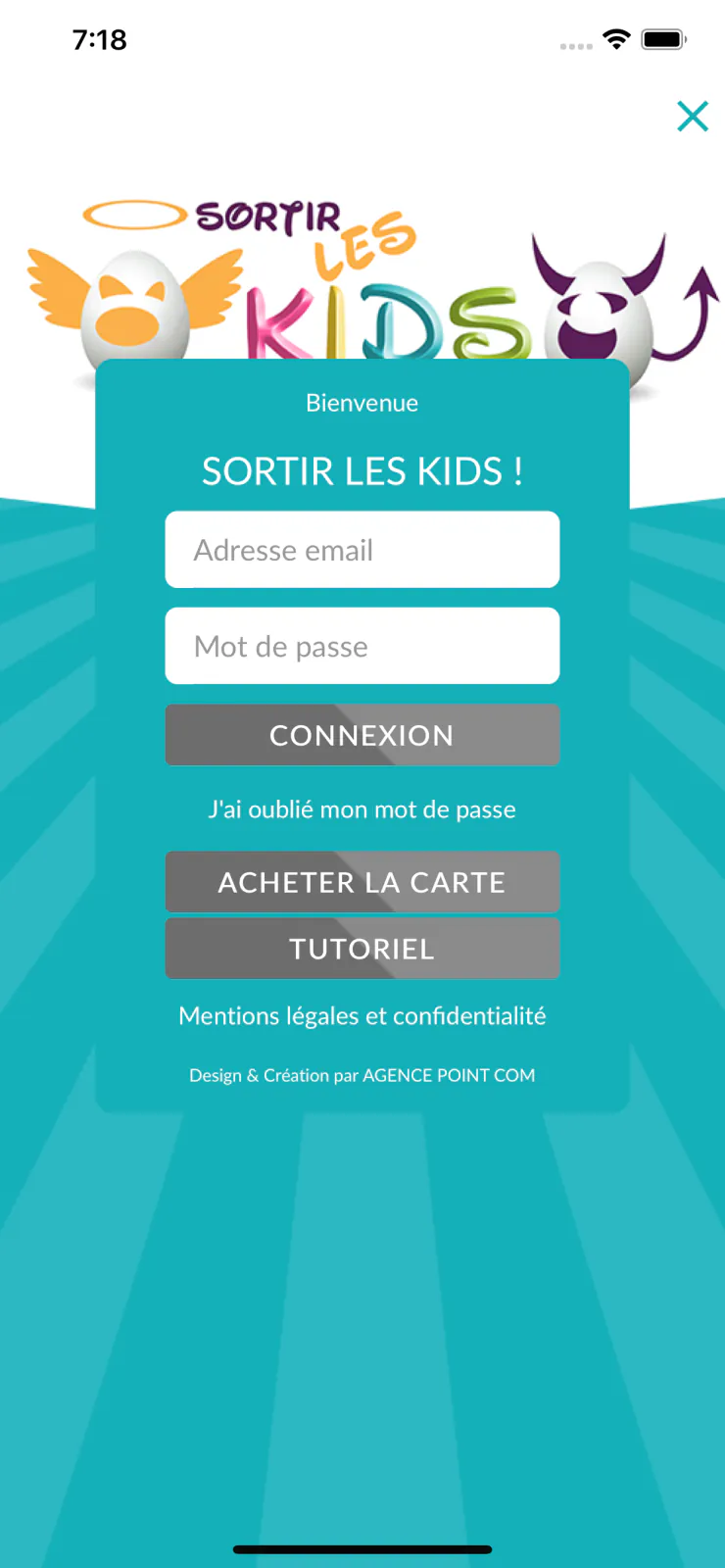 Capture du projet Sortir Les Kids : v1 connexion