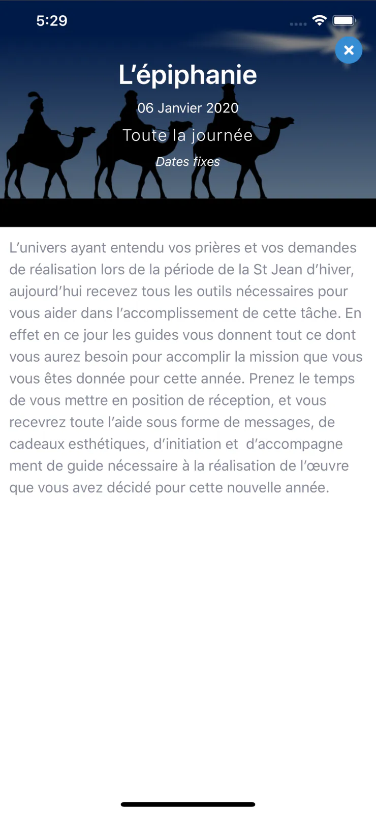 Capture du projet Spiritual Time : event