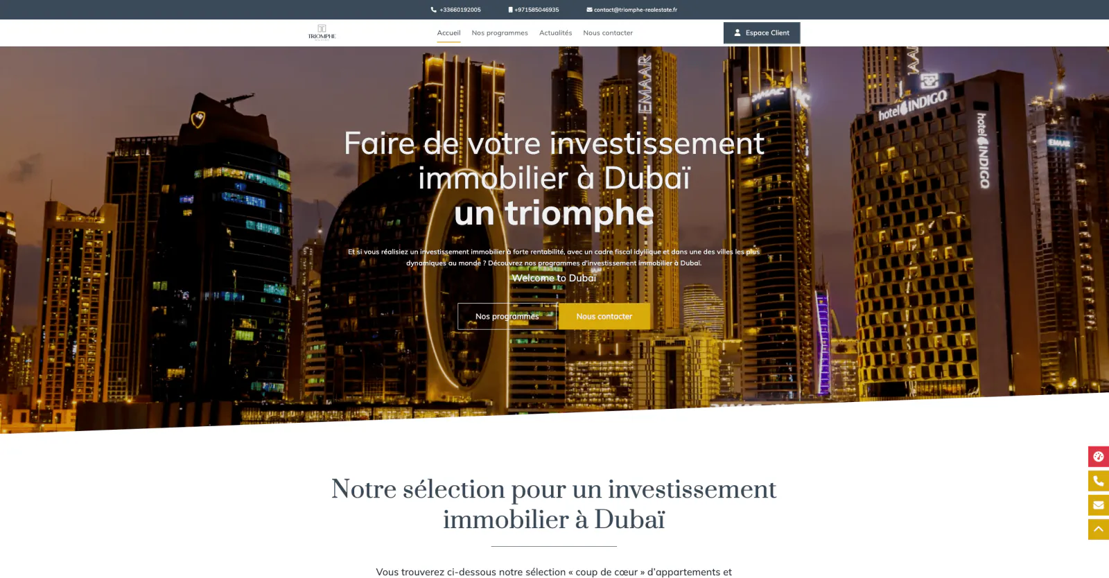 Capture du projet Triomphe Real Estate : capture 1