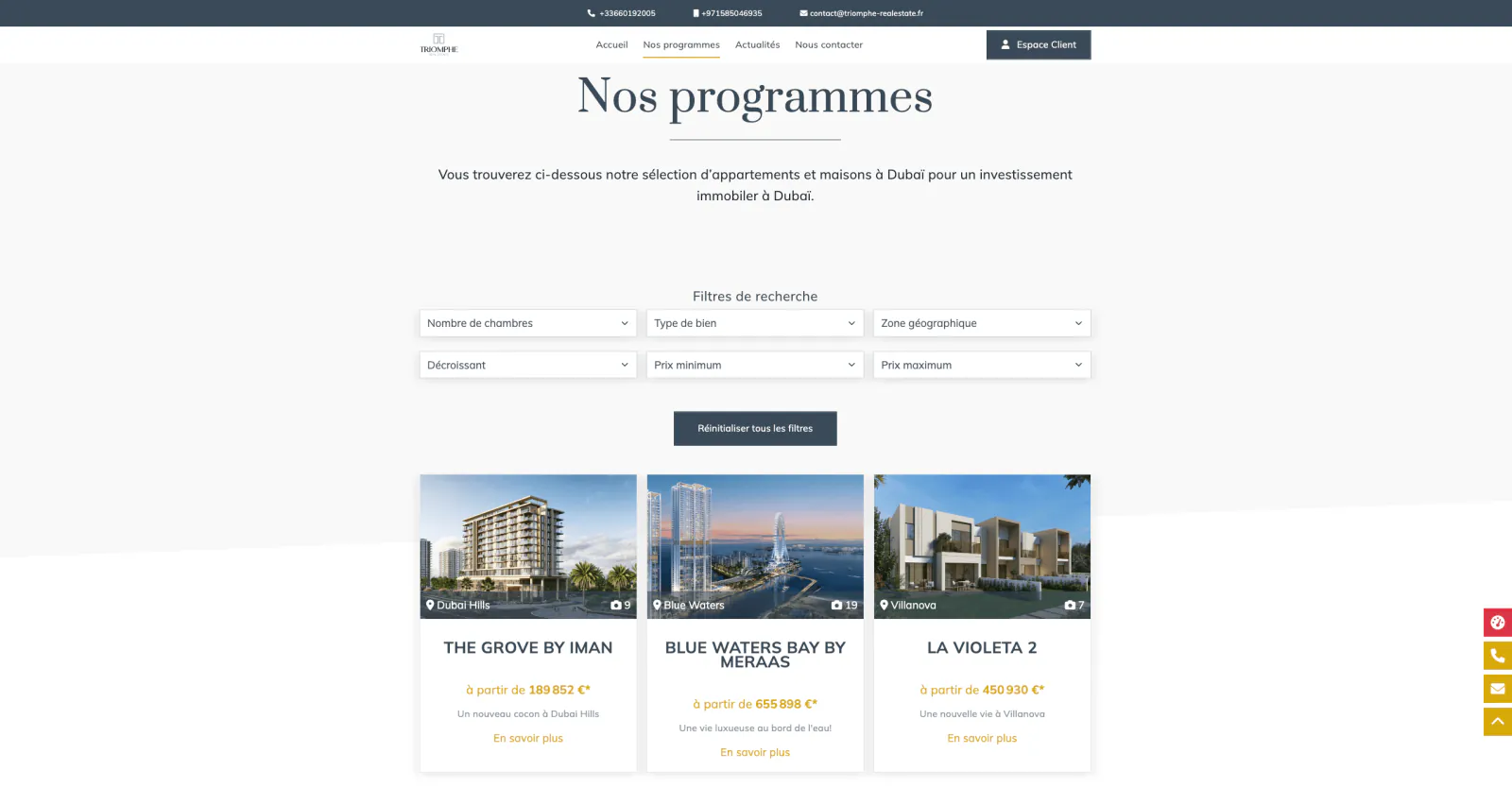 Capture du projet Triomphe Real Estate : capture 3