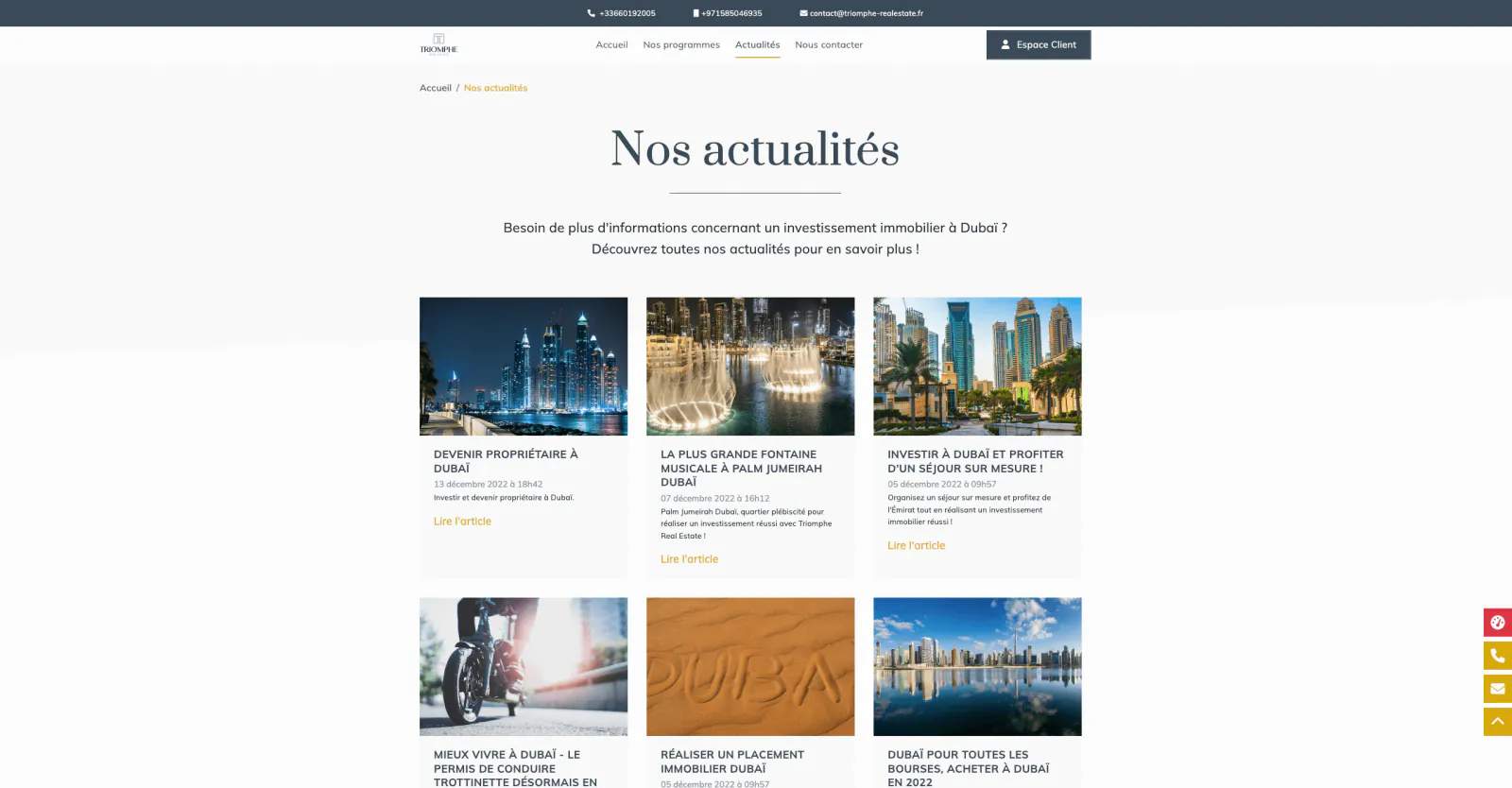 Capture du projet Triomphe Real Estate : capture 4