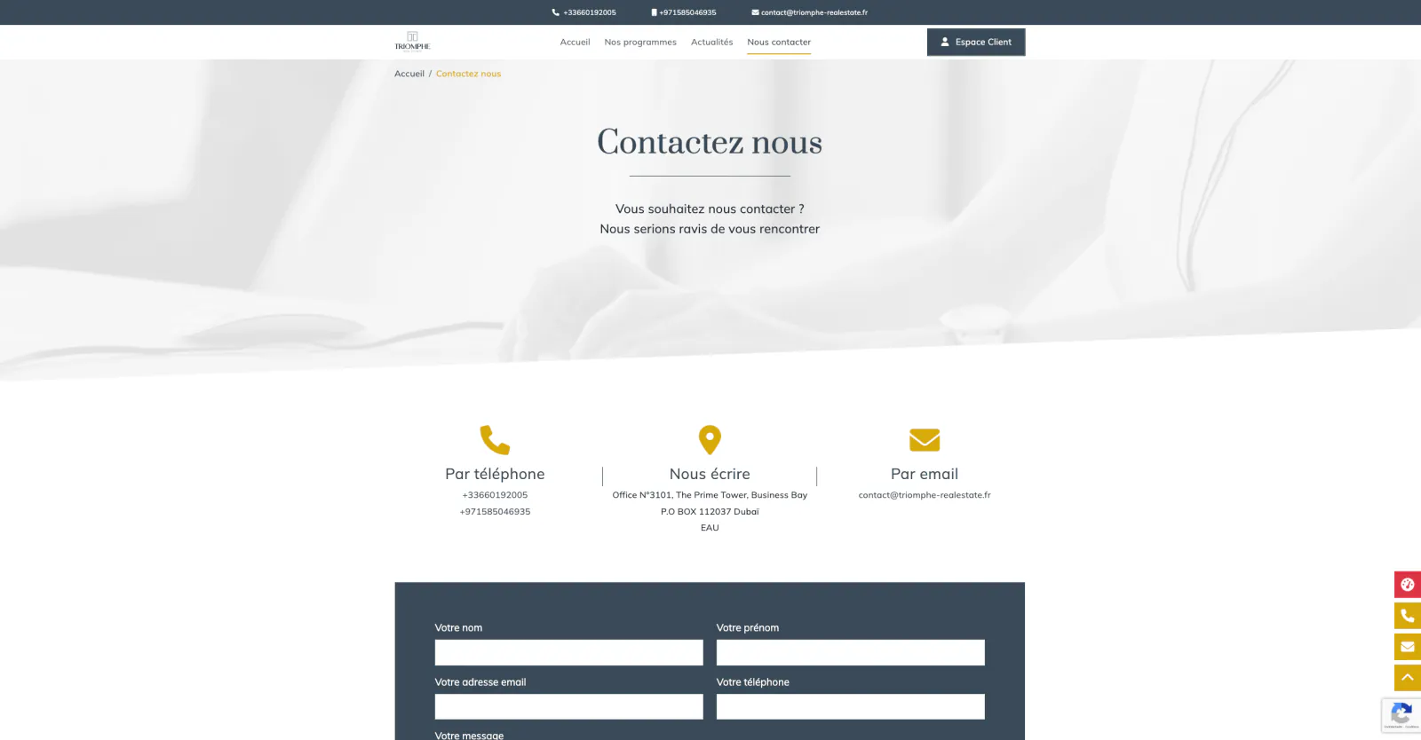 Capture du projet Triomphe Real Estate : capture 5