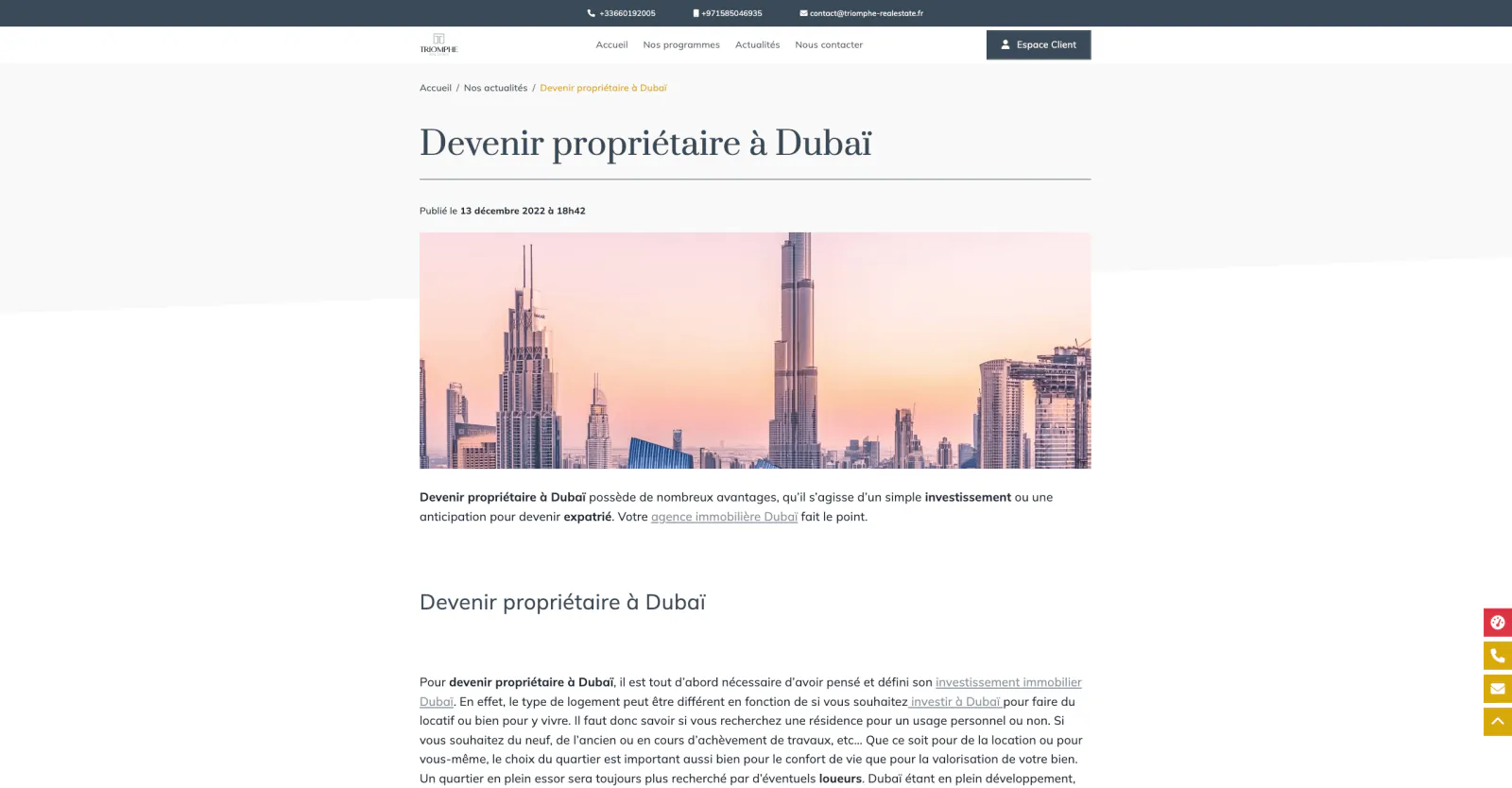 Capture du projet Triomphe Real Estate : capture 7